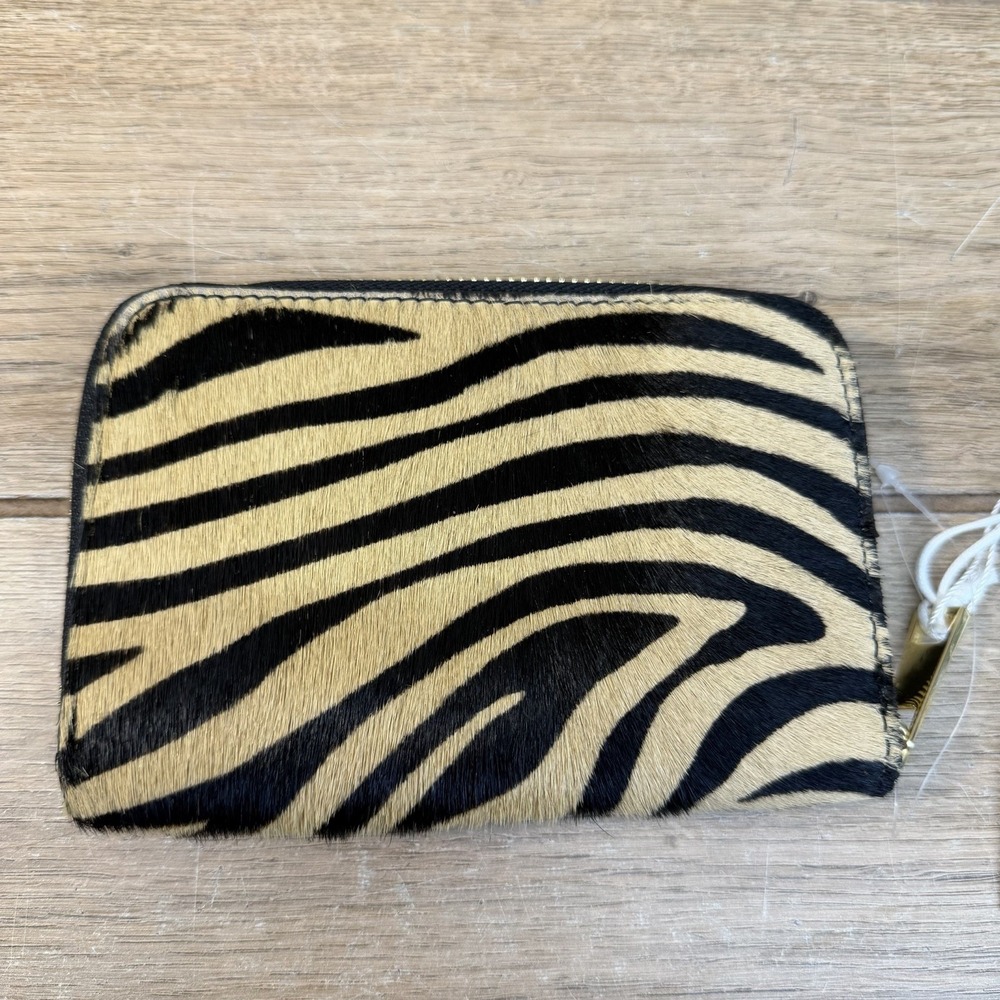 Women's Isadora Zebra Print Genuine Leather Hair on Hide Small Wallet New Italy